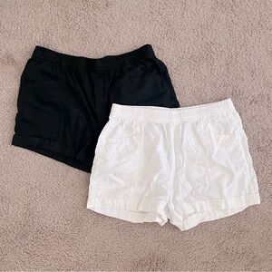 2 Old Navy Linen Blend Drawstring Shorts in Black & White Size Medium